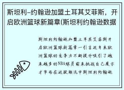 斯坦利-约翰逊加盟土耳其艾菲斯，开启欧洲篮球新篇章(斯坦利约翰逊数据)