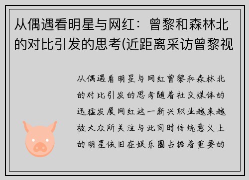 从偶遇看明星与网红：曾黎和森林北的对比引发的思考(近距离采访曾黎视频)